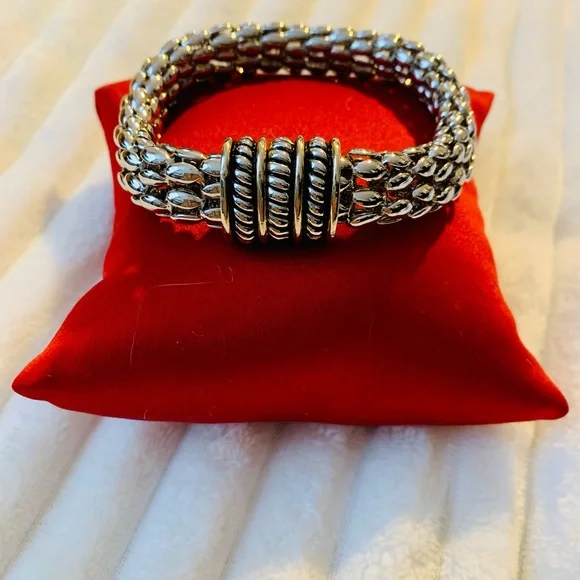 NWOT DAVID YURMAN STYLE COPY MESH CHAIN LINK BRACELET MAGNETIC CLASP STUNNING - Picture 4 of 4